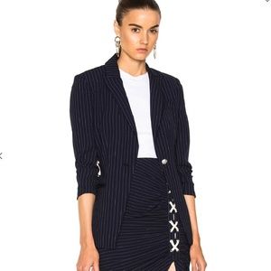Veronica Beard Taylor Lace Up Side Blazer in Navy